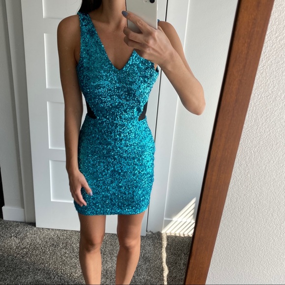 bebe | Dresses | Nwot Bebe Turquoise Sequin Dress | Poshmark